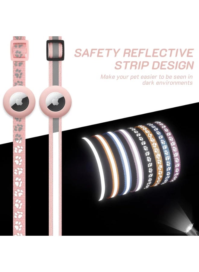 2Pack Airtag Cat Collar Breakaway with Bell,Reflective Kitten Collar with Apple Airtag Cat Collar Holder,Adjustable 7-12In,Safety Buckle for Girl Boy Cats,Pet Supplies,Accessories,Gifts (Pink) - Image 4